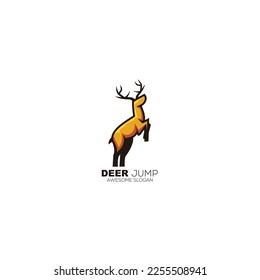 deer jump design mascot logo colorful symbol