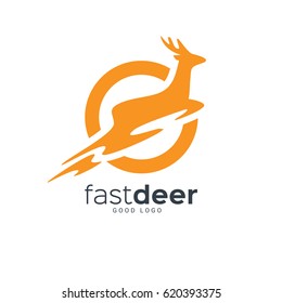 Deer Jump Fast On CIrcle Logo Design