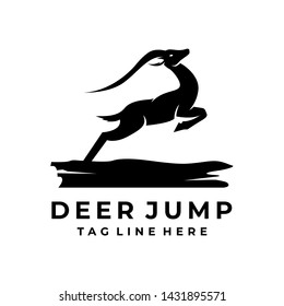 deer jump logo design vector template