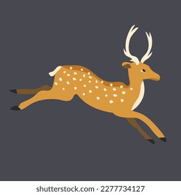 Deer in a jump on a white background. Vector illustration