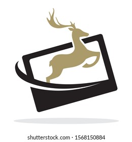 deer jump from phone screen, vector