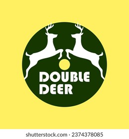 Deer Jumping in circle Logo vector design  