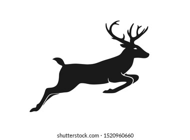 deer jumping. element of Christmas design. Christmas symbol. isolated vector silhouette image of animal