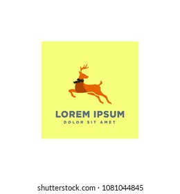 deer jumping logo template
