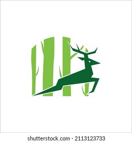 Deer Jungle logo. Abstract, creative logo design Colour and text can be changed according to your need.