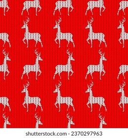 deer knitted, seamless pattern, vector illustration