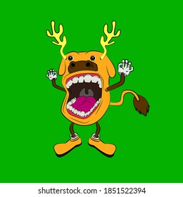 deer, laughing out loud, streetwear or t-shirt design