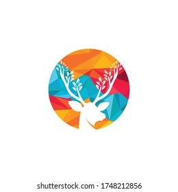 Deer leaf antlers logo design.