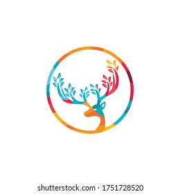 Deer leaf antlers logo design.