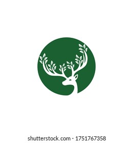 Deer leaf antlers logo design.