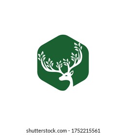 Deer leaf antlers logo design.