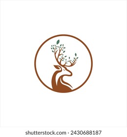 Deer leaf antlers logo design.