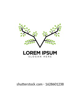 Deer Leaf Logo Design, Animal Logo Template