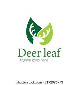 Deer Leaf Logo Design Template