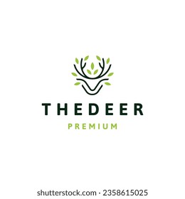 Deer leaf logo icon design template flat vector