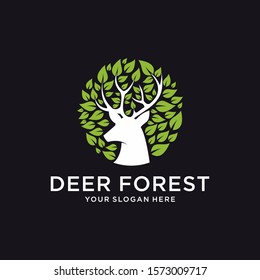 Deer and leaf logo inspiration. Animal or environmental sustainability design template. Vector illustration