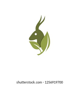 Deer Leaf Nature Creative Animal Wildlife Illustration Vector Logo 