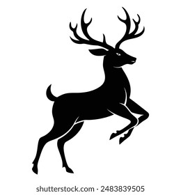 deer leaping silhouette vector illustration isolated on white background