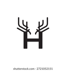 letra de ciervo H Vector logo gráfico moderno abstracto, letra inicial H con diseño de cuerno de ciervo.