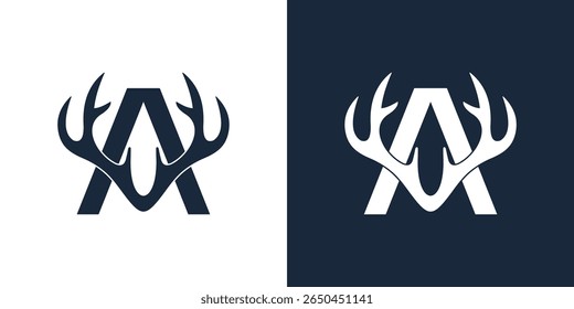  Veado A Carta Logo Design vetor