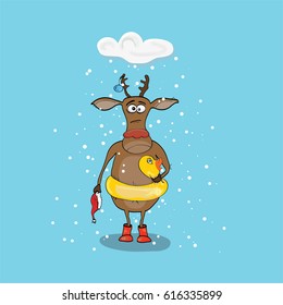 Deer with lifebuoy