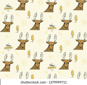 deer   lighting bolt seamless pattern