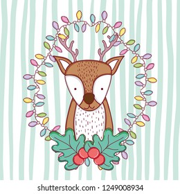 deer with lights and garland to christmas decoration