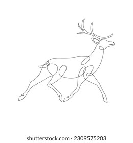 Deer line art icon. Deer continuous line drawing. Deer one line draw graphic vector. Vector illustration