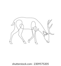 Icono de arte de la línea de venado. Dibujo continuo de cierres. Vector gráfico de tracción de línea de ciervo. Ilustración del vector
