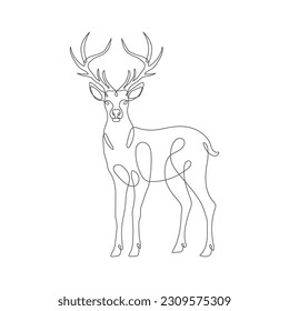 Deer line art icon. Deer continuous line drawing. Deer one line draw graphic vector. Vector illustration