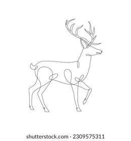 Deer line art icon. Deer continuous line drawing. Deer one line draw graphic vector. Vector illustration