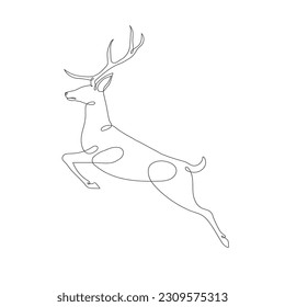 Icono de arte de la línea de venado. Dibujo continuo de cierres. Vector gráfico de tracción de línea de ciervo. Ilustración del vector