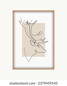 Deer line art icon. Deer continuous line drawing. Deer one line draw graphic vector. Vector illustration.