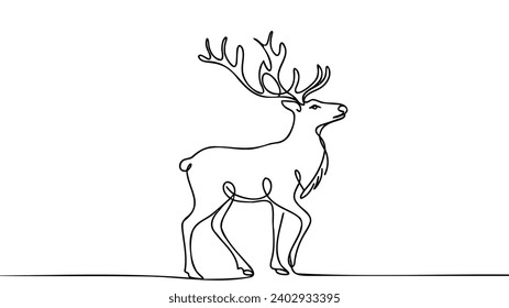 Icono de arte de la línea de venado. Dibujo continuo de cierres. Vector gráfico de tracción de línea de ciervo. Ilustración del vector