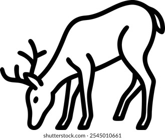 Deer line art icon. Deer continuous line drawing. Deer one line draw graphic vector. Vector illustration