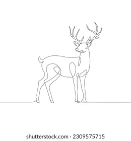 Deer line art icon. A pair of deer continuous line drawing. Deer one line draw graphic vector. Vector illustration
