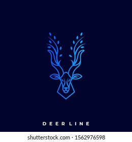 Deer Line Art Illustration Vector Design Template. Suitable for Creative Industry, Multimedia, entertainment, Educations, Shop, and any related business