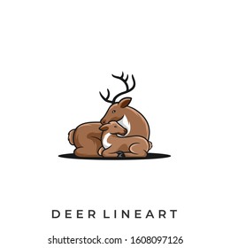 Deer Line Art Illustration Vector Template. Suitable for Creative Industry, Multimedia, entertainment, Educations, Shop, and any related business