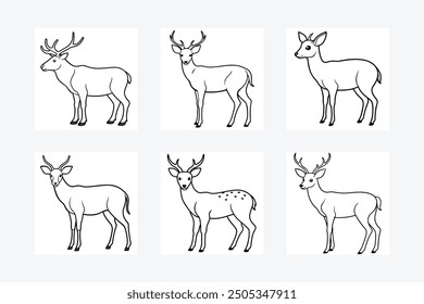 Deer Line Art Illustration Vektorbündel 
