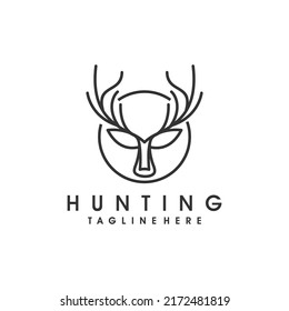 Deer Line Art Logo Design Template Vector