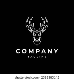 Deer line art logo vector icon design template