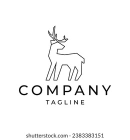 Deer line art logo vector icon design template