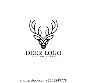 Deer Line Art design de logotipo minimalista, ilustração Vetor.