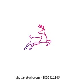 deer line art monoline logo template vector design