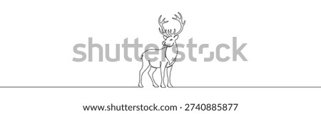 Deer line art. Reindeer continuous one line drawing.