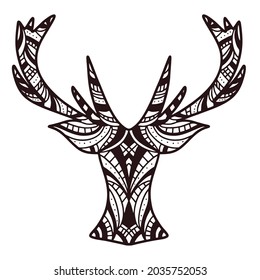 deer in line art style. Doodle line art in elegant style for prints, tattoos, posters, textile, cards etc. Beautiful deer Vector illustration