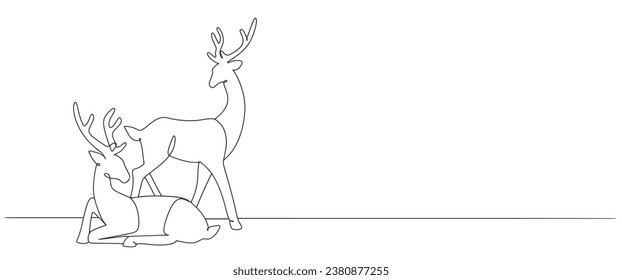 Deer line art style vector illustration