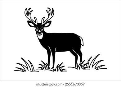 Deer Line Art Vector Illustration
