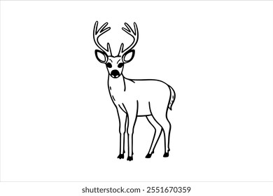 Deer Line Art Vector Illustration