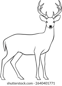 deer line art vector silhouette on white background